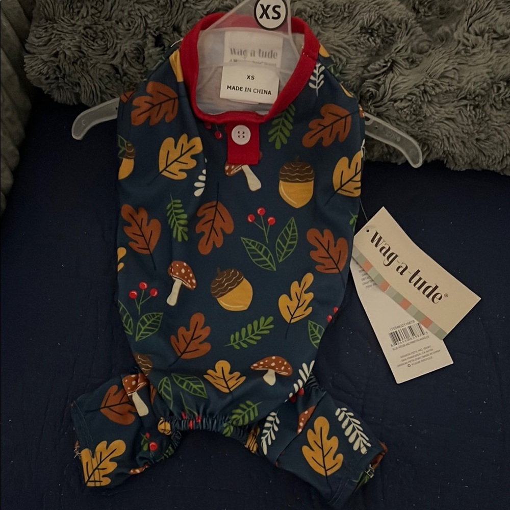 Wag a Tude Blue Autumn Pet Outfit NWT size XS